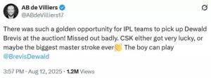 AB de Villiers Clarifies Dewald Brevis Comment: 'Nothing to Do With Rules,' But IPL Teams Missed Out