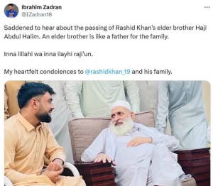 Pakistan Cricket Team Extends Condolences to Rashid Khan Following Brother's Death