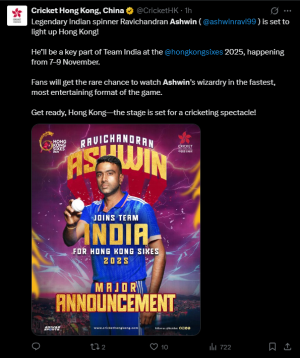R. Ashwin Returns to Team India for Hong Kong Sixes 2025 After IPL Exit
