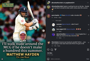 Matthew Hayden's Bold Ashes Bet: Ex-Aussie Star Vows Nude MCG Walk if Joe Root Fails to Score Century in Australia