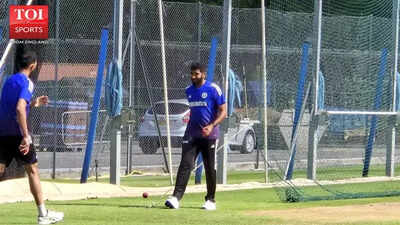 Bumrah's focused practice session.